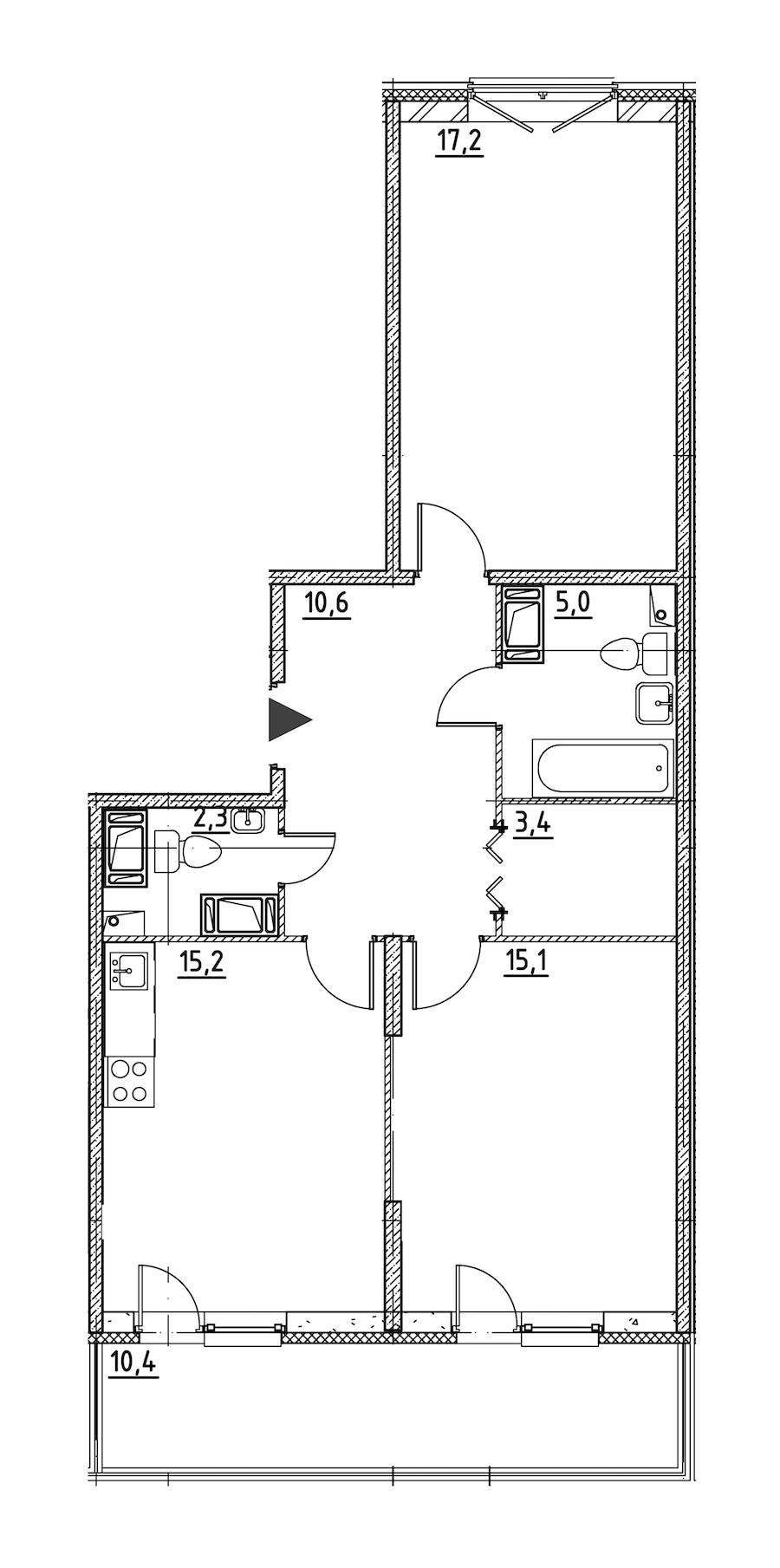 2-комнатная квартира 71.9 м², 2/12 эт., ЖК «Квартал Che»